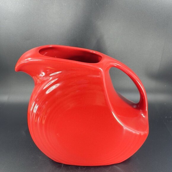 Fiesta Ware Fiesta Red Large Disc Pitcher Carafe Jug Pottery Vintage USA Marked - Picture 10 of 12